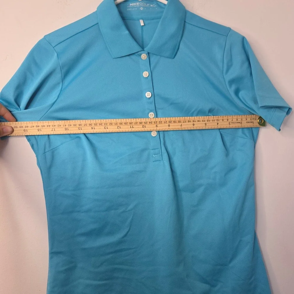 Nike Golf Womens Dri-FIT Polo Shirt Medium Cyan Blue Short Sleeve Button Up Top
